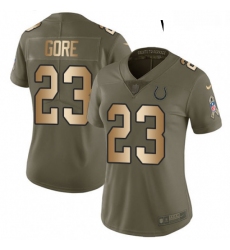 Womens Nike Indianapolis Colts 23 Frank Gore Limited OliveGold 2017 Salute to Service NFL Jersey