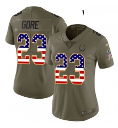 Womens Nike Indianapolis Colts 23 Frank Gore Limited OliveUSA Flag 2017 Salute to Service NFL Jersey