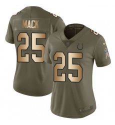 Womens Nike Indianapolis Colts 25 Marlon Mack Limited OliveGold 2017 Salute to Service NFL Jersey