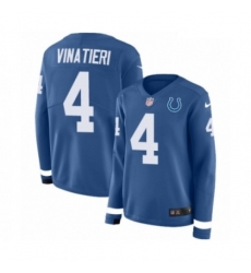 Womens Nike Indianapolis Colts 4 Adam Vinatieri Limited Blue Therma Long Sleeve NFL Jersey