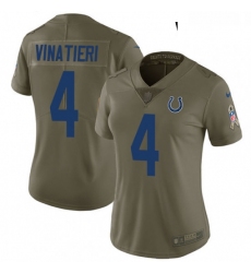 Womens Nike Indianapolis Colts 4 Adam Vinatieri Limited Olive 2017 Salute to Service NFL Jersey