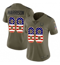 Womens Nike Indianapolis Colts 88 Marvin Harrison Limited OliveUSA Flag 2017 Salute to Service NFL Jersey