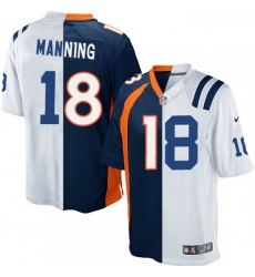Youth Nike Indianapolis Colts 18 Peyton Manning Elite WhiteNavy Blue Split Fashion NFL Jersey