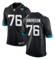 Men Jacksonville Jaguars 76 Anton Harrison Black 2023 Draft Stitched Game Jersey