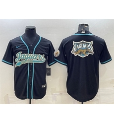 Men Jacksonville Jaguars Black Team Big Logo With Patch Cool Base Stitched Baseball Jersey