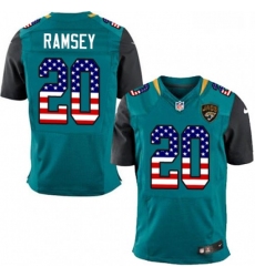Men Nike Jacksonville Jaguars 20 Jalen Ramsey Elite Teal Green Home USA Flag Fashion NFL Jersey