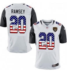 Men Nike Jacksonville Jaguars 20 Jalen Ramsey Elite White Road USA Flag Fashion NFL Jersey