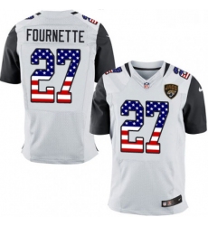 Men Nike Jacksonville Jaguars 27 Leonard Fournette Elite White Road USA Flag Fashion NFL Jersey