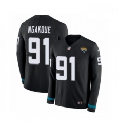 Men Nike Jacksonville Jaguars 91 Yannick Ngakoue Limited Black Therma Long Sleeve NFL Jersey
