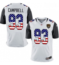 Men Nike Jacksonville Jaguars 93 Calais Campbell Elite White Road USA Flag Fashion NFL Jersey