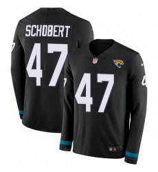 Nike Jaguars 47 Joe Schobert Black Team Color Men Stitched NFL Limited Therma Long Sleeve Jersey