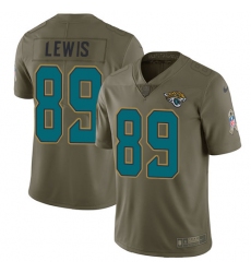 Nike Jaguars #89 Marcedes Lewis Olive Mens Stitched NFL Limited 2017 Salute to Service Jersey