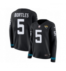 Womens Nike Jacksonville Jaguars 5 Blake Bortles Limited Black Therma Long Sleeve NFL Jersey