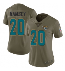 Womens Nike Jaguars #20 Jalen Ramsey Olive  Stitched NFL Limited 2017 Salute to Service Jersey