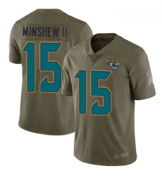 Jaguars #15 Gardner Minshew II Olive Youth Stitched Football Limited 2017 Salute to Service Jersey
