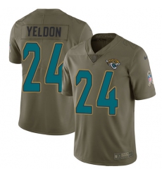 Youth Nike Jaguars #24 T J Yeldon Olive Stitched NFL Limited 2017 Salute to Service Jersey