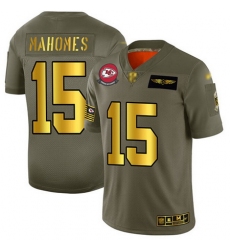 Chiefs 15 Patrick Mahomes Camo Gold Men Stitched Football Limited 2019 Salute To Service Jersey