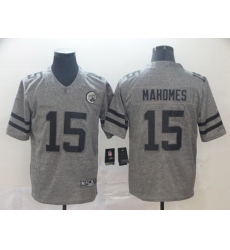 Chiefs 15 Patrick Mahomes Gray Mens Stitched Football Limited Gridiron Gray Jersey