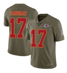 Chiefs 17 Mecole Hardman Olive Men Stitched Football Limited 2017 Salute to Service Jersey