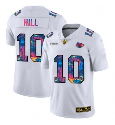 Kansas City Chiefs 10 Tyreek Hill Men White Nike Multi Color 2020 NFL Crucial Catch Limited NFL Jersey