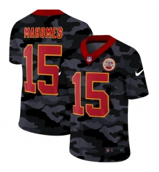 Kansas City Chiefs 15 Patrick Mahomes Men Nike 2020 Black CAMO Red Vapor Untouchable Limited Stitched NFL Jersey
