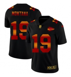 Kansas City Chiefs 19 Joe Montana Men Black Nike Red Orange Stripe Vapor Limited NFL Jersey