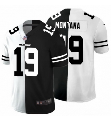 Kansas City Chiefs 19 Joe Montana Men Black V White Peace Split Nike Vapor Untouchable Limited NFL Jersey