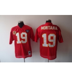 Kansas City Chiefs 19 Joe Montana Two Patch red throwback jerseys