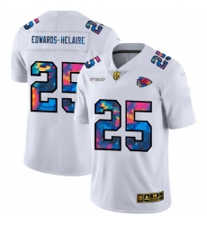 Kansas City Chiefs 25 Clyde Edwards Helaire Men White Nike Multi Color 2020 NFL Crucial Catch Limited NFL Jersey