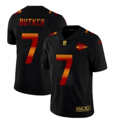 Kansas City Chiefs 7 Harrison Butker Men Black Nike Red Orange Stripe Vapor Limited NFL Jersey