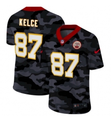Kansas City Chiefs 87 Travis Kelce Men Nike 2020 Black CAMO Vapor Untouchable Limited Stitched NFL Jersey