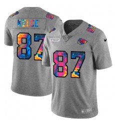 Kansas City Chiefs 87 Travis Kelce Men Nike Multi Color 2020 NFL Crucial Catch NFL Jersey Greyheather
