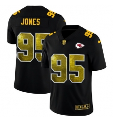Kansas City Chiefs 95 Chris Jones Men Black Nike Golden Sequin Vapor Limited NFL Jersey
