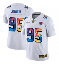 Kansas City Chiefs 95 Chris Jones Men White Nike Multi Color 2020 NFL Crucial Catch Limited NFL Jersey