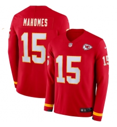 Men Chiefs #15 Patrick Mahomes Red Team Color Men Stitched NFL Limited Therma Long Sleeve Jersey