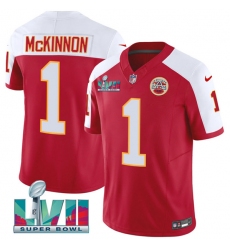 Men   Kansas City Chiefs 1 Jerick McKinnon Red 2023 F U S E  With Super Bowl LVII Patch Vapor Untouchable Limited Stitched Jersey