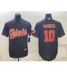 Men Kansas City Chiefs 10 Isiah Pacheco Black With Patch Cool Base Stitched Baseball Jersey