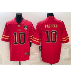 Men Kansas City Chiefs 10 Isiah Pacheco Red Gold Vapor Untouchable Limited Stitched Jersey