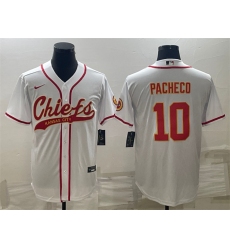 Men Kansas City Chiefs 10 Isiah Pacheco White With Patch Cool Base Stitched Baseball Jersey