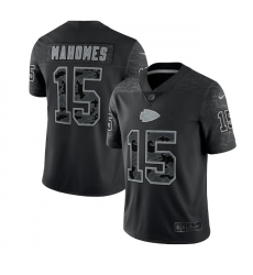 Men Kansas City Chiefs 15 Patrick Mahomes Black Reflective Limited Stitched Football Jersey