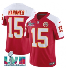 Men   Kansas City Chiefs 15 Patrick Mahomes Red 2023 F U S E  With Super Bowl LVII Patch Vapor Untouchable Limited Stitched Jersey