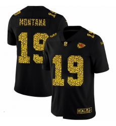 Men Kansas City Chiefs 19 Joe Montana Men Nike Leopard Print Fashion Vapor Limited NFL Jersey Black