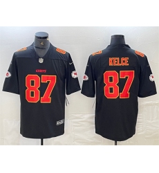 Men Kansas City Chiefs 87 Travis Kelce Black Vapor Untouchable Limited Stitched Football Jersey