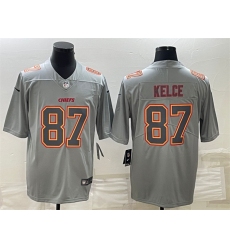 Men Kansas City Chiefs 87 Travis Kelce Gray Atmosphere Fashion Stitched Jersey
