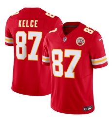 Men   Kansas City Chiefs 87 Travis Kelce Red 2023 F U S E  Vapor Untouchable Limited Stitched Jersey