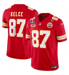 Men Kansas City Chiefs 87 Travis Kelce Red F U S E  With NKH Patch And Super Bowl LVIII Patch Vapor Untouchable Limited Stitched Football Jersey