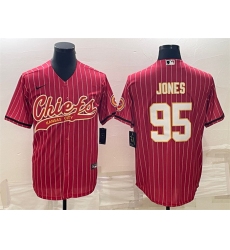 Men Kansas City Chiefs 95 Chris Jones Red With Patch Cool Base Stitched Baseball Jerseys