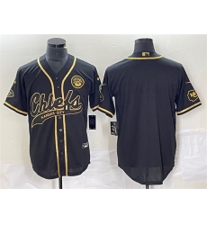 Men Kansas City Chiefs Blank Black Gold Cool Base Stitched Baseball Jersey