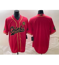 Men Kansas City Chiefs Blank Red Gold Cool Base Stitched Baseball Jersey