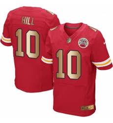 Men Nike Kansas City Chiefs 10 Tyreek Hill Elite RedGold Team Color NFL Jersey